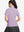 Back upper body shot of model wearing pinkish purple women's breathable 1/4 zip pullover golf shirts