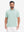 Front upper body view in light green heather of performance heather contrast collar polo shirts.