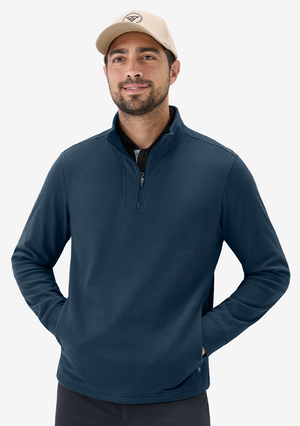 Heather Brushed Rib Knit Quarter Zip with 2 Pockets