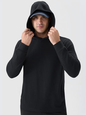 Texture Pullover Hoodie with Pockets