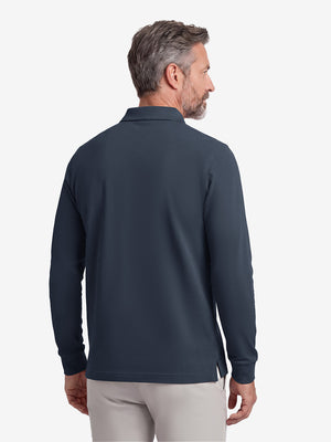 Solid Stretch Cotton Pique Long Sleeve Polo Shirts