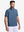 Front upper body shot of model wearing slate blue waffle texture 1/4 zip pullover
