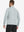 Back view of model wearing quarter zip melange pullover lunar rock melange.