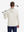 Model back upper body display shot, heather midlayer golf hoodies in light khaki heather