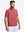 Front upper body shot of model wearing brick red waffle texture 1/4 zip pullover