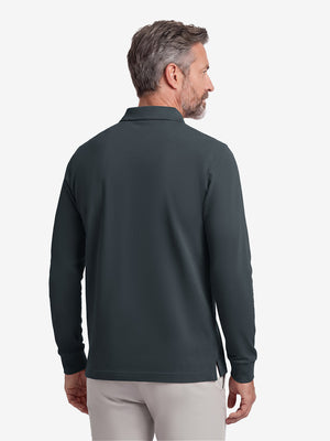 Solid Stretch Cotton Pique Long Sleeve Polo Shirts