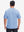 Back upper body view in blue heather of moisture wicking heather round neck athletic t-shirts.
