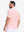 Back half body shot of model wearing light pink white comfy breathable pin-stripe texture golf polos