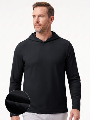 Vertical Stripes Ribbed Knit Hoodies Sweatshirt