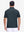 Back upper body shot of model wearing dark grey dry fit waffle textured collared golf shirts