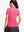 Back upper body shot of model wearing rose women's 5 buttons collared polo shirts