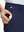 Detail view of side pocket on dark blue stretch cotton blend slim fit golf trousers 5 pockets