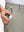 Detail view of side pocket on khaki grey stretch cotton blend slim fit golf trousers 5 pockets