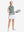 Front full body shot of model exercising in dusty blue women's collared v neck quick dry tank tops