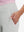 Side view of pocket on silver gray women's high waist stretch golf pants with pockets