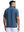 Back upper body shot of model wearing slate blue waffle texture 1/4 zip pullover