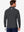 Model back upper body effect display, dry fit athletic 1/4 zip sweatshirt in black heather