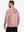 Back angle of the Pink Heather Quarter Zip Hoodie, model turns head slightly for a relaxed look.