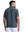 Back upper body shot of model wearing dark grey waffle texture 1/4 zip pullover
