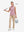 Front full body with golf club in lavender of women's 4 buttons golf polo shirts.