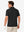 Back upper body view in black of nylon blend casual jacquard polo shirts.
