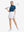 Front full body shot of model exercising in blue women's breathable 1/4 zip pullover golf shirts