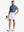 Front full body shot of model exercising in slate blue waffle texture 1/4 zip pullover