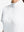 Detail view of neck zipper on white women's breathable 1/4 zip pullover golf shirts