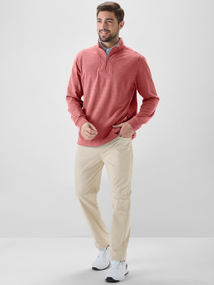 Heather Brushed Rib Knit Quarter Zip with 2 Pockets