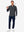 Full body model holding golf equipment for shooting, dry fit athletic 1/4 zip sweatshirt in black heather