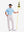Front full body shot of model wearing light blue dry fit waffle textured collared golf shirts