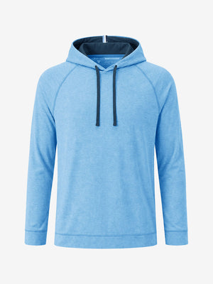 3d digital rendering of the garment, heather midlayer golf hoodies in blue heather