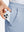 Detail view of double pockets on sky blue stretch cotton blend slim fit golf trousers 5 pockets