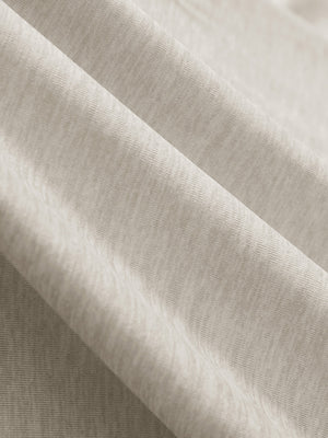 Close-up display of breathable heather fabric texture with tight knitting details, moisture wicking heather round neck athletic t-shirts in light khaki heather