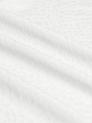 Clear close-up of exquisite jacquard fabric grain and nylon blend texture, nylon blend casual jacquard polo shirts in white