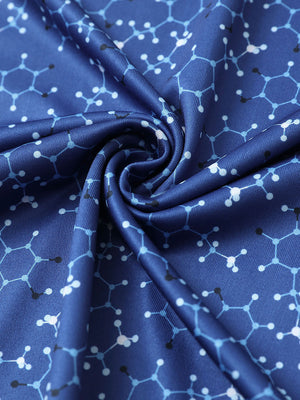Texture detail of Performance jersey print polo with soft stretch in blue molecular structure