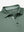 Collar and button detail close-up in celadon green heather of performance heather contrast collar polo shirts.