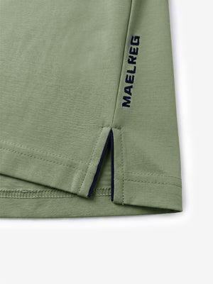 Hem edge texture detail display, ultra-comfort slim fit roma knit polo shirts in green grey