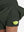 Detail view of side inner pocket on army green women's gym golf shorts with liner pocket
