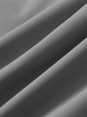 Close-up texture of iron grey 4 way stretch breathable workout athletic shorts fabric showing weave detail.