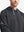 Front view from nose to chest of model wearing Classic Heather Fleece Hoodie in Dark Grey Heather