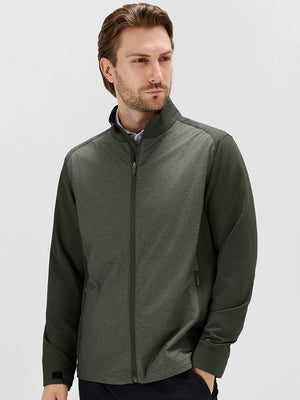 Windproof Colorblock Heather Full Zip Jacket