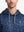 Upper front collar detail of trendy print fleece hoodies, neat stitching with polka dots accent