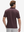 Back upper body shot of model wearing dark red lines stylish full print contrast collared golf polo shirts