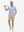 Front full body shot of model wearing lines geometric stylish full print contrast collared golf polo shirts